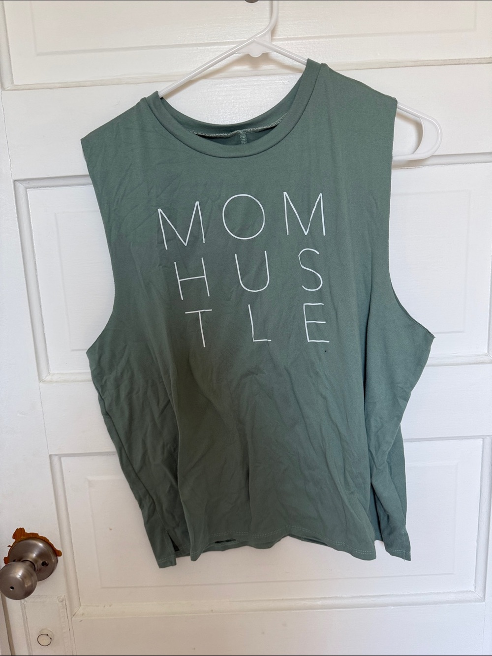 Mom Hustle Sleeveless Graphic Tank Top - Sage Green